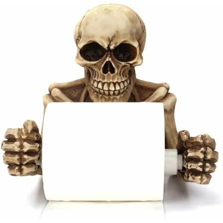Luurangon kallojen koristeellinen wc-paperiteline, pelottavat Halloween-koristeet kylpyhuoneen seinälevyihin