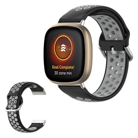 Fitbit Versa 3 / Sense tvåfärgad silikon klockarmband - svart / grå