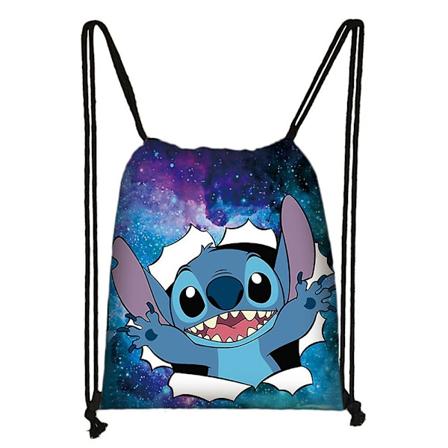 Lilo og Stitch Print Snørepose Børn Drenge Piger PE Sport Svømning Skole Rygsæk Rejse Rygsæk 17