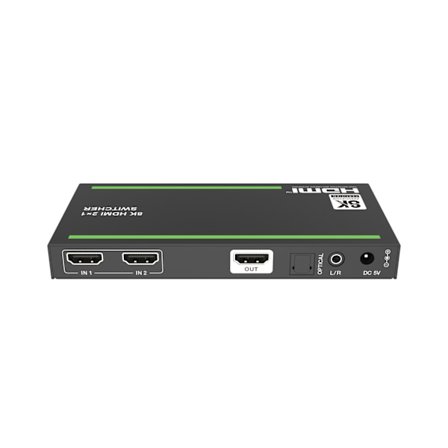 NÖRDIC 8K HDMI 2.1 Switch och Extractor 2 till 1 8K60Hz 4K120Hz CEC HDR Dolby Atmos, True HD, Digital Plus, DTS-HD Master