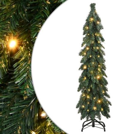 vidaXL Belyst plastgran med 60 LEDs 120 cm Grön