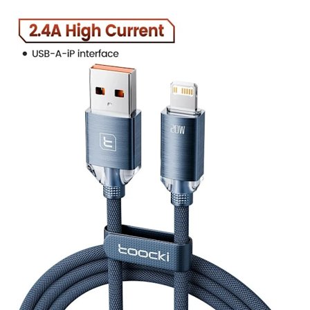 Toocki USB-kabel för iPhone 14 13 12 Pro Max 2.4A Snabbladdning Lightning-kabel Datakabel för iPhone 8 7 6 5 Plus AirPods