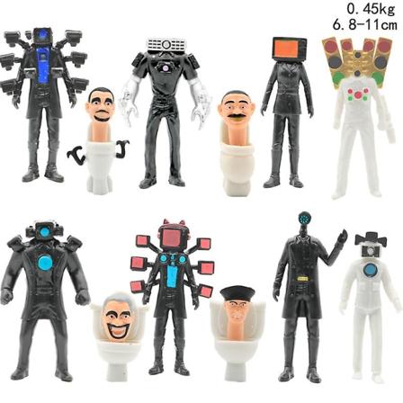 12 stk. Skibidi Toilet Actionfigurer Sæt Sjovt Spil Toiletman Kameramand Speakerman Kage Toppers Hjemme Dekoration Legetøj Gaver