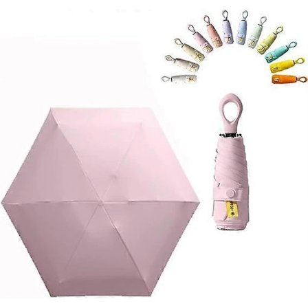 Mini Sun Rese -sateenvarjo, rengaskahva, pinnoitekerros, kangassuoja/anti-UPF 50 UV-suoja 99,9 %, kompakti kokoontaitettava sateenvarjo käsilaukkuun/