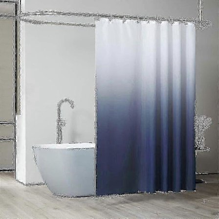 Duschdraperi 200x200 cm med 12 krokar, extra bred, viktad, mögelresistent, mörkblå, vattentät, stort duschdraperi, polyestertyg f54