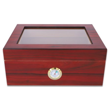 Maroon cedar wood humidor with glass lid