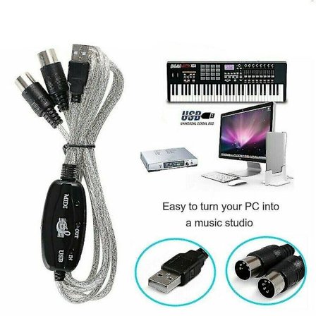 Usb-gränssnitt till Midi-konverteradapterkabel Musiktangentbord Mac