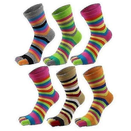 Dames Tåsokker 5 Finger Bomuld Fugttransporterende Atletiske 6 Pak