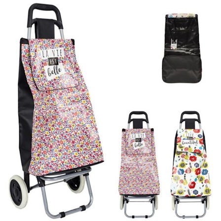 PVC:stä valmistettu 2-pyöräinen ostoskärry - Satunnainen väri - K 92cm