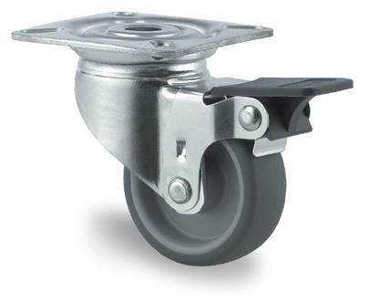 Tente 2477PJH075P40 Leddhjul termogummi, brems, plate 77 x 67 mm 75 mm, Garasjeinnredning & oppbevaring