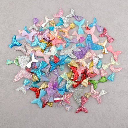 40 STK Glitter Havfrue Hale Charms Beads Shiny Flatback Charm