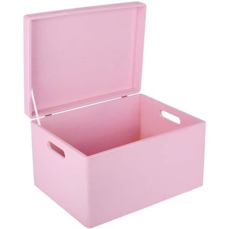 Creative Deco XXL Pink træopbevaringsboks | 40 x 30 x 24 cm | med låg og håndtag