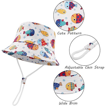 Sombrero de sol de verano, sombrero de playa de algodón puro, estampado de frutas animales de dibujos animados unisex