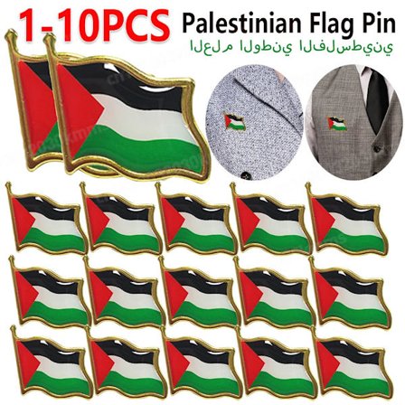 2-10 STK Palæstina FLAG BADGE Rustfrit stål Palæstinaflag Pin Lapel Badge Rygsæk Ikon علم دولة فلسطين