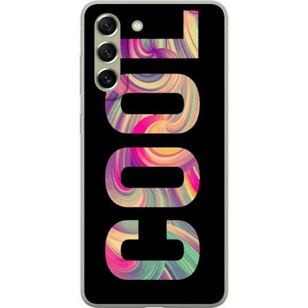 Kompatibelt Mobildeksel til Samsung Samsung Galaxy S21 FE 5G Modern typografisk kunst med ordet LOVE i flytende regnbuefarger mot svart bakgrunn med s