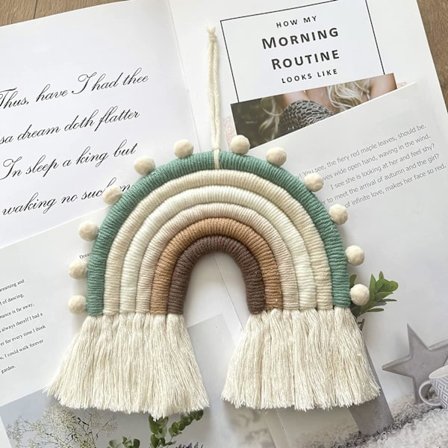 1 kpl sateenkaaren makramee seinäkoriste, käsintehty seinävaate