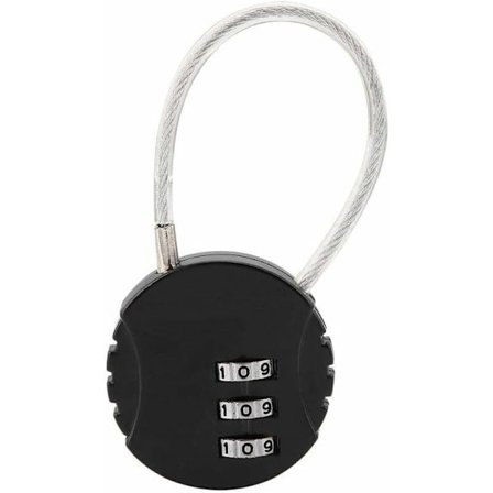 Sikkerhedshængelås, kombinationslås kodelås rejselås med 3-cifret stålkabel bagagelås til kufferter og rygsække akvarium