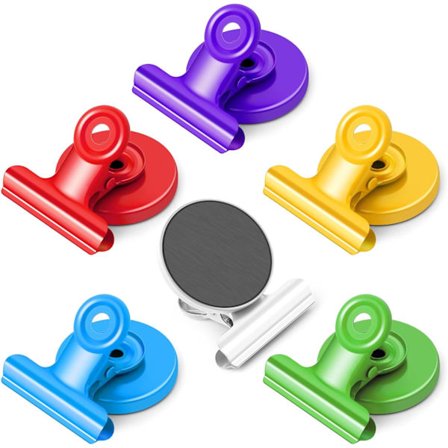 Magnetiska klämmor, 6-pack - Färgglada, starka och mångsidiga för whiteboardtavlor, kylskåp, kontor, klassrum eller foton [BR]