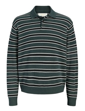 Jorargos Knit Stripe Polo Styd Aw25 Green Jack & J S