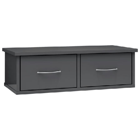 Vidaxl Väggmonterade Lådor Grå Högglans 60x26x18,5 Cm Konstruera Grå