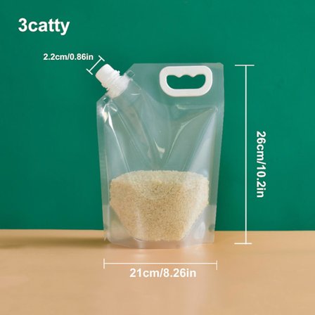 10 stk. Korn Fugtsikre Forseglede Poser med Tragt, Transparente Korn Opbevaringsposer