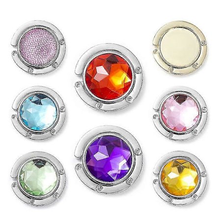 Vikbar Handväskhängare, Bärbar Handväskkrok, Vikbar Handväskkrok i Metall, Bordshållare för Väskor, Rund Väskhållare, Set med Tre Krokfästen