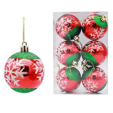 6 st 6 cm Glitterboll Julgransdekorationer i plast för blomsterfester