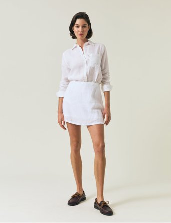 Lexington Clothing Short Linen Skirt - White - L