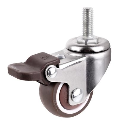 Heavy Duty Castor Wheels, 50mm M10x25mm, 2 stk. lydløse hjul uten merker for møbler, små gummierte trallehjul