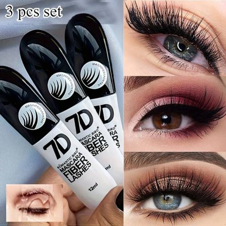 1/2/3 ST 7D Fiber Mascara Set Vattentät Hållbar Böjande Mascara Svettsäker Anti-kladd Slimmande Bas Mascara för alla hudtyper