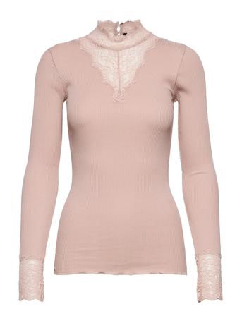 Organic T-Shirt Turtleneck W/Lace T-shirts & Tops Long-sleeved Rosa Rosemunde