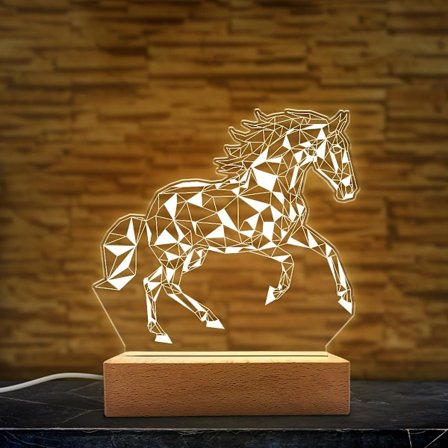 Hest nattlys - Hest ridning illusjonslamper - Skrivebord hjemme dekorasjon lampe soverom dekor - Gaver til barn gutter jenter hesteelskere