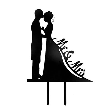 Mr & Mrs Silhouette Brud & Groomsmand Akryl Bryllupskage Topper Nice