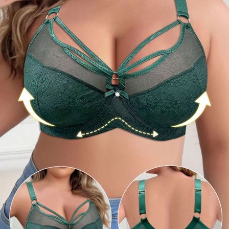 Elegant blondekantet plus size dame-bh uden ryg