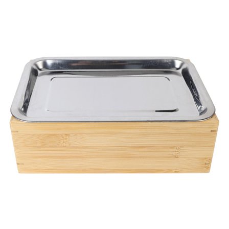 Mini Barbecue Grillbord i Bambu med Matlagningsplatta i Rostfritt Stål