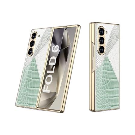 Etui i glass til Samsung fold6, egnet for menn og kvinner, trendy merke, malt kontrastlærstruktur 1