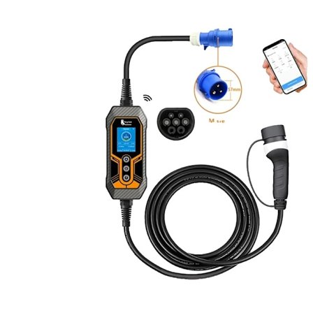 Bærbar EV-lader, Type2 32A, Wi-Fi APP kontrol, Type2