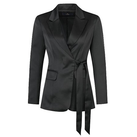 Belte Blazer for Dame, Formell, Stilig Slim Fit, Svart Kontordame Sportjakke
