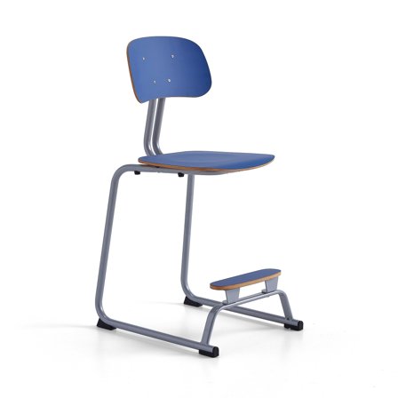 Classroom chair YNGVE, skid base, silver, blue, H 610 mm