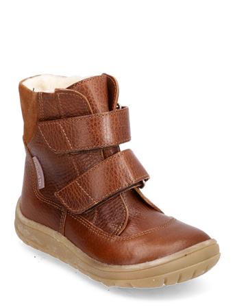Boots - Flat - With Velcro Vinterstøvler Med Burrebånd Brown ANGULUS