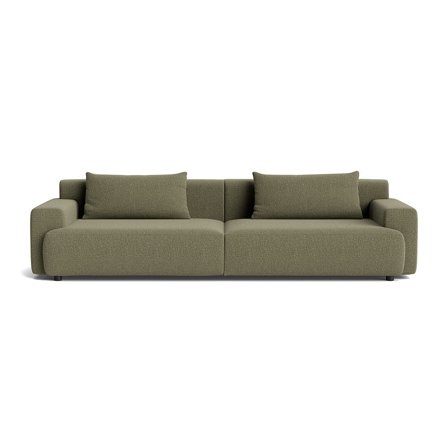Tramonto 3 personers sofa - Nordic Grøn - 280x103x82cm - Sofa, komfortabel 3 personers sofa med Massivt træ, PU skum & slidstærkt stof