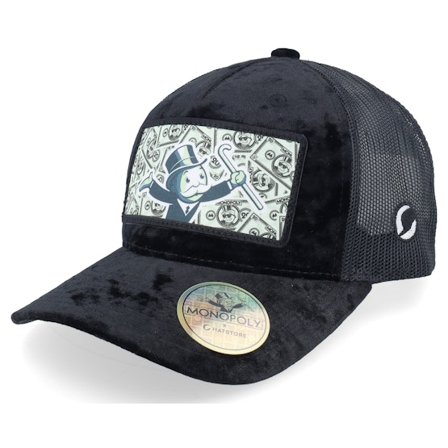 Monopoly - Black - trucker - Cap - Monopoly Man Green Black Velvet Trucker - Hatstore