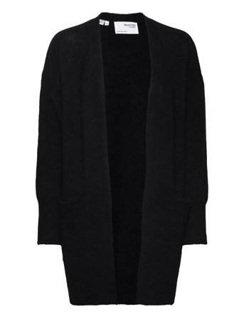 Slflulu New Ls Knit Long Cardigan B Noos Black Selected