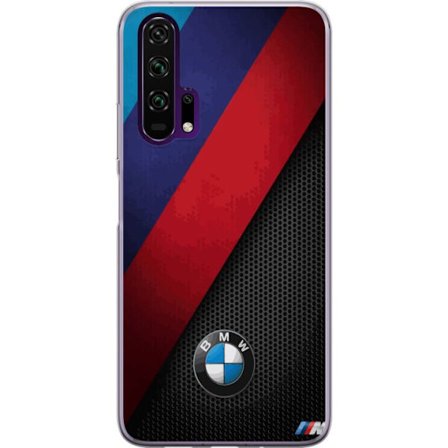 Kompatibelt Mobilskal till Honor Honor 20 Pro Abstrakt BMW-inspirerad design med diagonala färgfält i blått, rött och svart mot perforerad metall