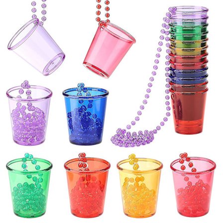 12 stk. Brude-plastperler, shotglass for brud, Team Bride og brud-shotglasskjede for polterabend