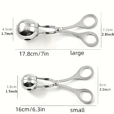 2 stk. Kødbollemaskine i rustfrit stål, Kødbolleskærer, Oksekødsbollemaskine, Værktøj til madservice, Køkkenredskaber, Køkkentilbehør, Manuel maskine 