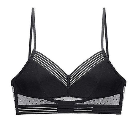 Lav Rygg Komfort Løfte BH Blonde Bralette BH Prikk Mesh Ultratynn Damer Kvinner Crop Top BH
