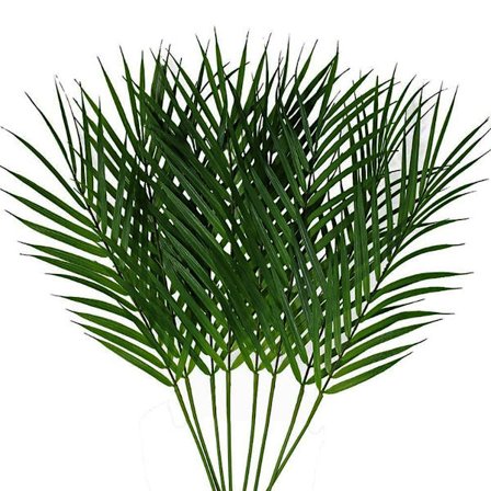 8 st Konstgjorda Areca Palmblad Stammar Grönska Tropiska Palmblad Växter Faux Monstera Blad för Palmsöndag Blomsterarrangemang Hawaiian