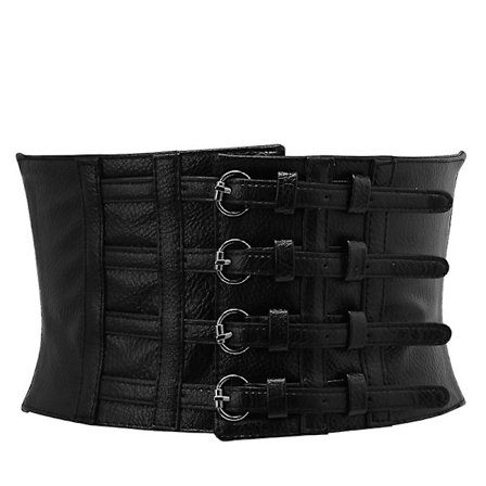 Retro Lady Waist Shape Corset Wide Elastic Faux Leather Belt Stretch Waistband