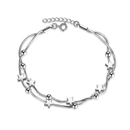 Silverpärla Stjärna Kärlek Berlock Länkat Armband Dam Smycken, 1 st